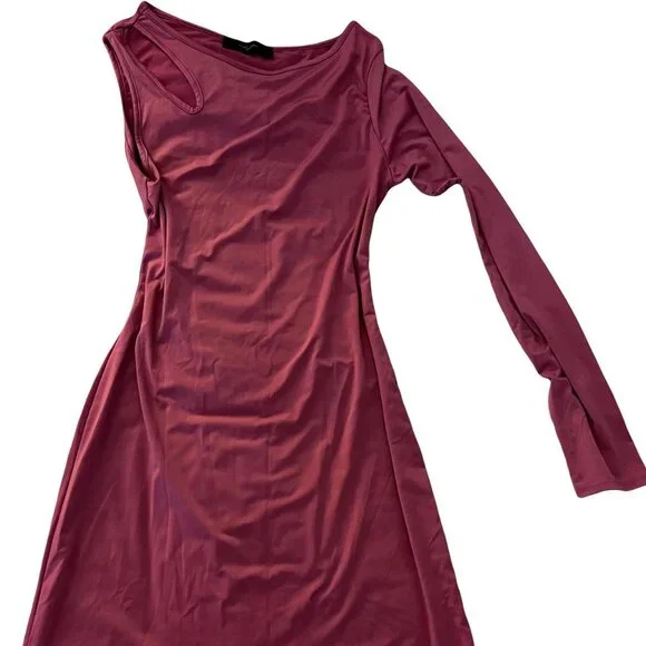 Angeni | Dresses | One Sleeve Asymmetrical Cut Out Bodycon Dress Y2k  Clubbing Party Mini Dress Pin | Poshmark